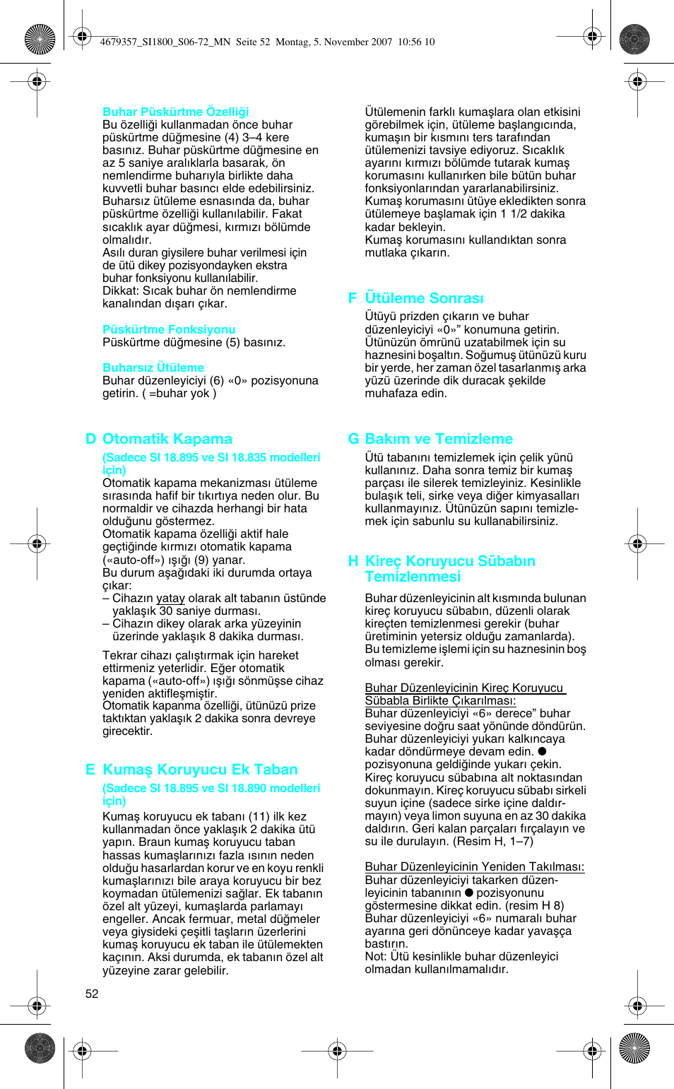 Braun TexStyle Control SI 18835 User Manual | Page 52 / 70