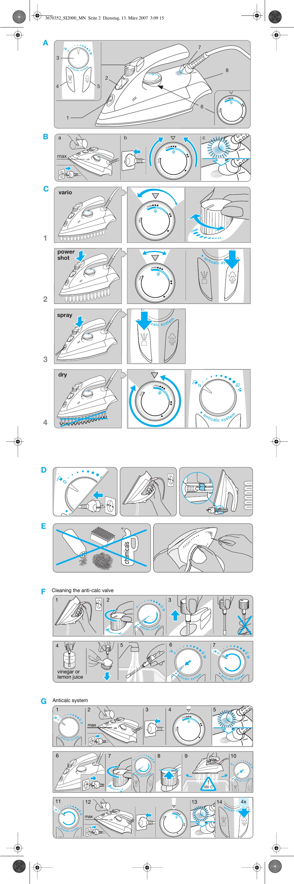 Chemicals, Spray, Vario | Power shot | Braun EasyStyle SI 2040 User Manual | Page 2 / 20