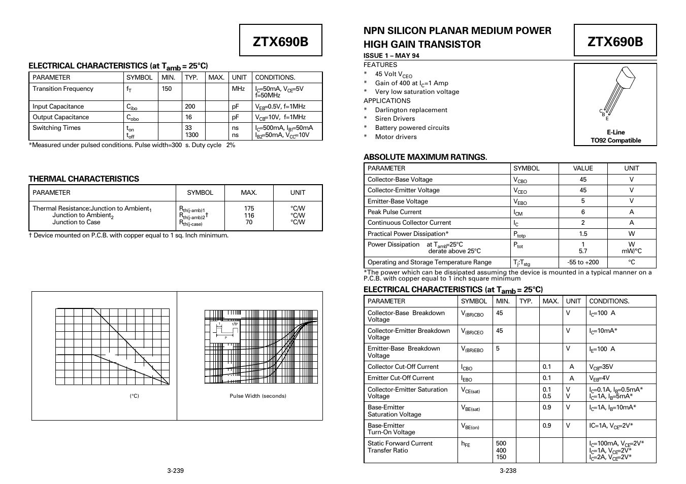 Diodes ZTX690B User Manual | 3 pages