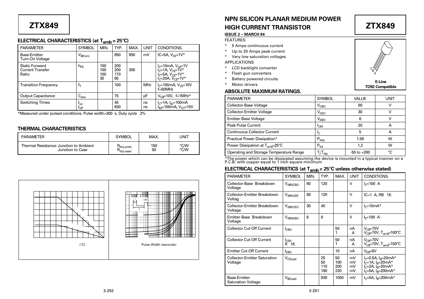 Diodes ZTX849 User Manual | 3 pages