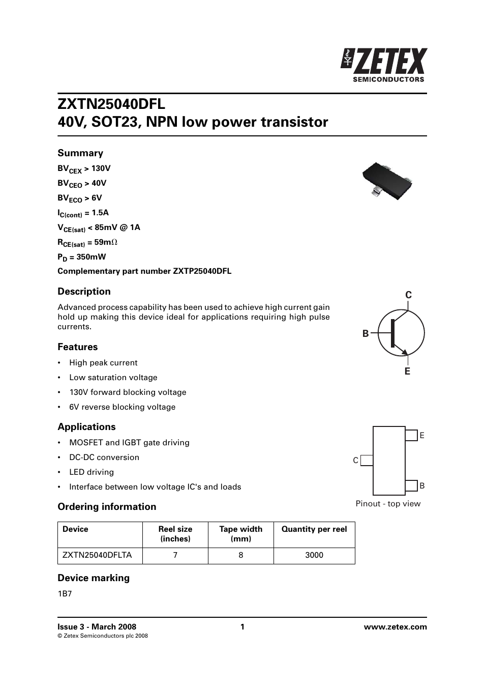Diodes ZXTN25040DFL User Manual | 8 pages