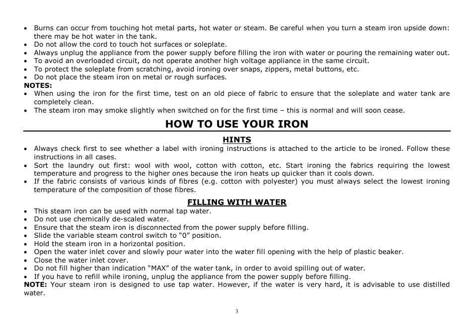 How to use your iron | VICONTE vc-439 User Manual | Page 3 / 11