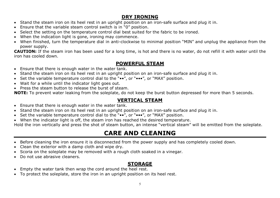 Care and cleaning | VICONTE vc-439 User Manual | Page 5 / 11