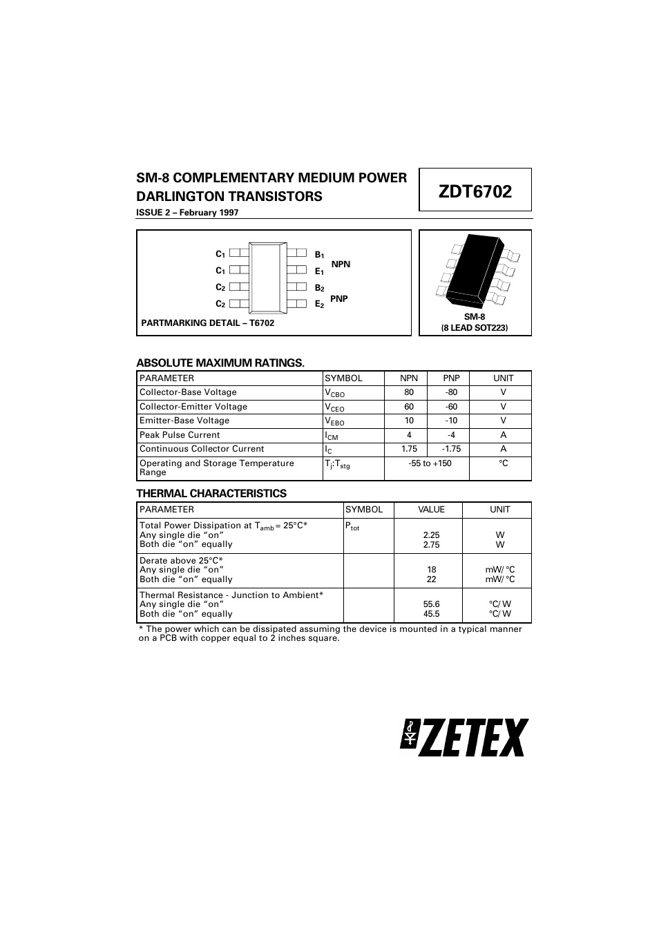 Diodes ZDT6702 User Manual | 7 pages