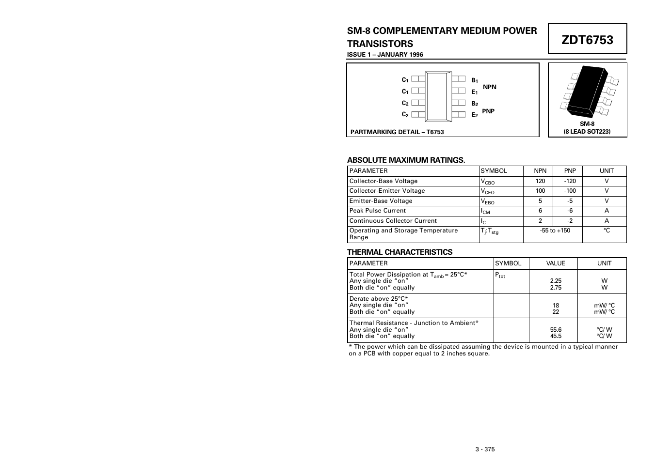 Diodes ZDT6753 User Manual | 3 pages