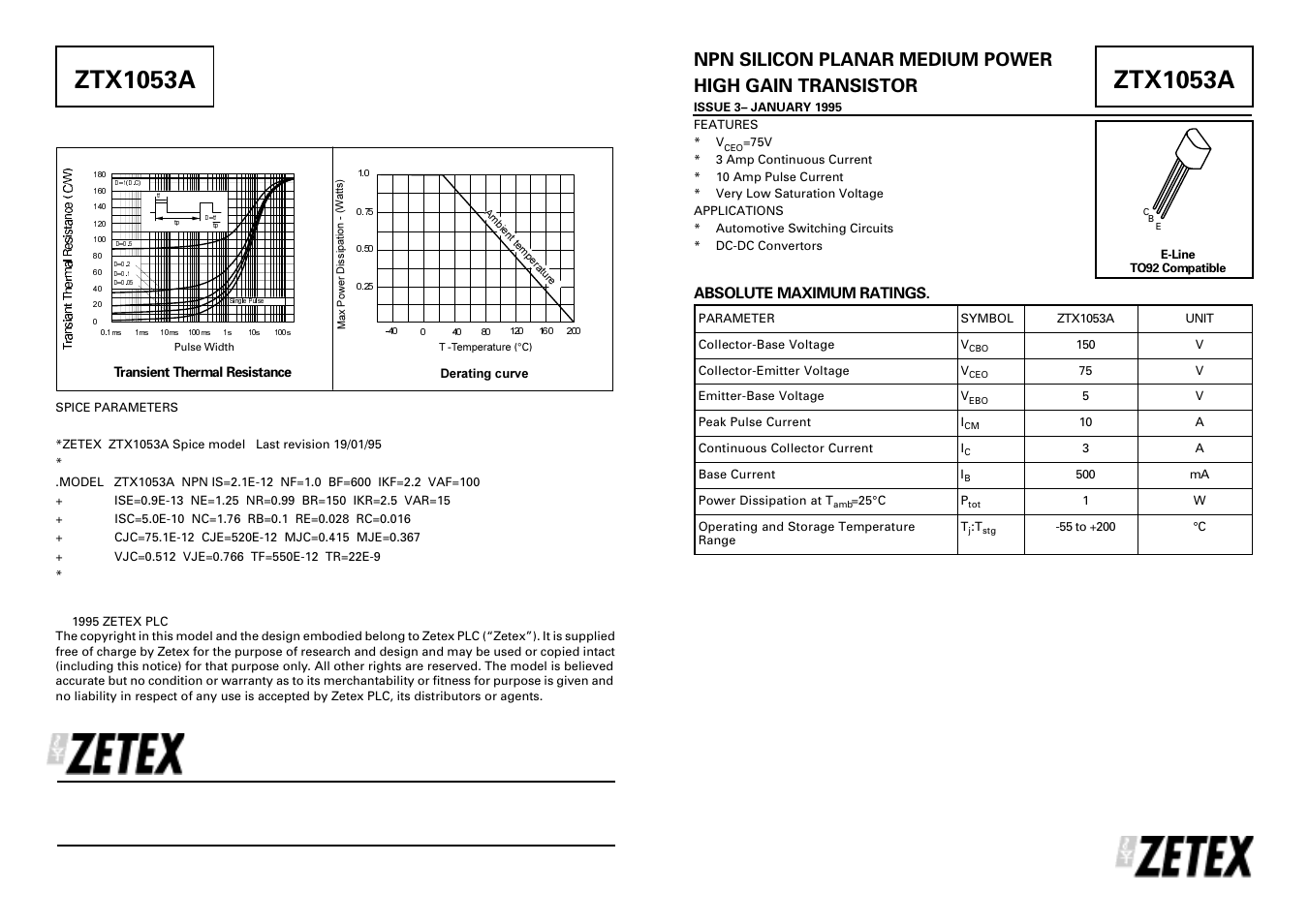 Diodes ZTX1053A User Manual | 4 pages