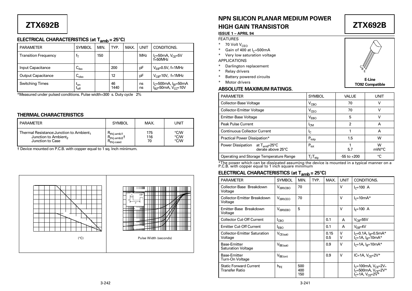 Diodes ZTX692B User Manual | 3 pages