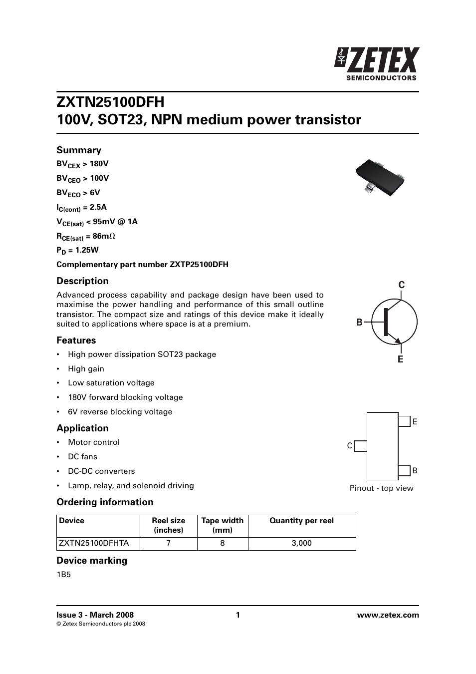 Diodes ZXTN25100DFH User Manual | 6 pages