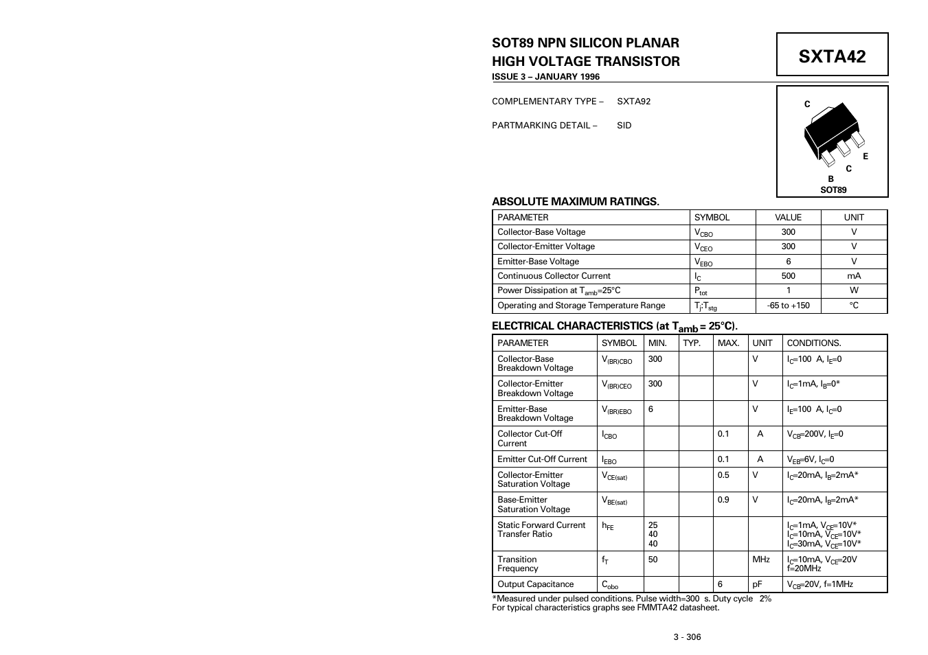 Diodes SXTA42 User Manual | 1 page