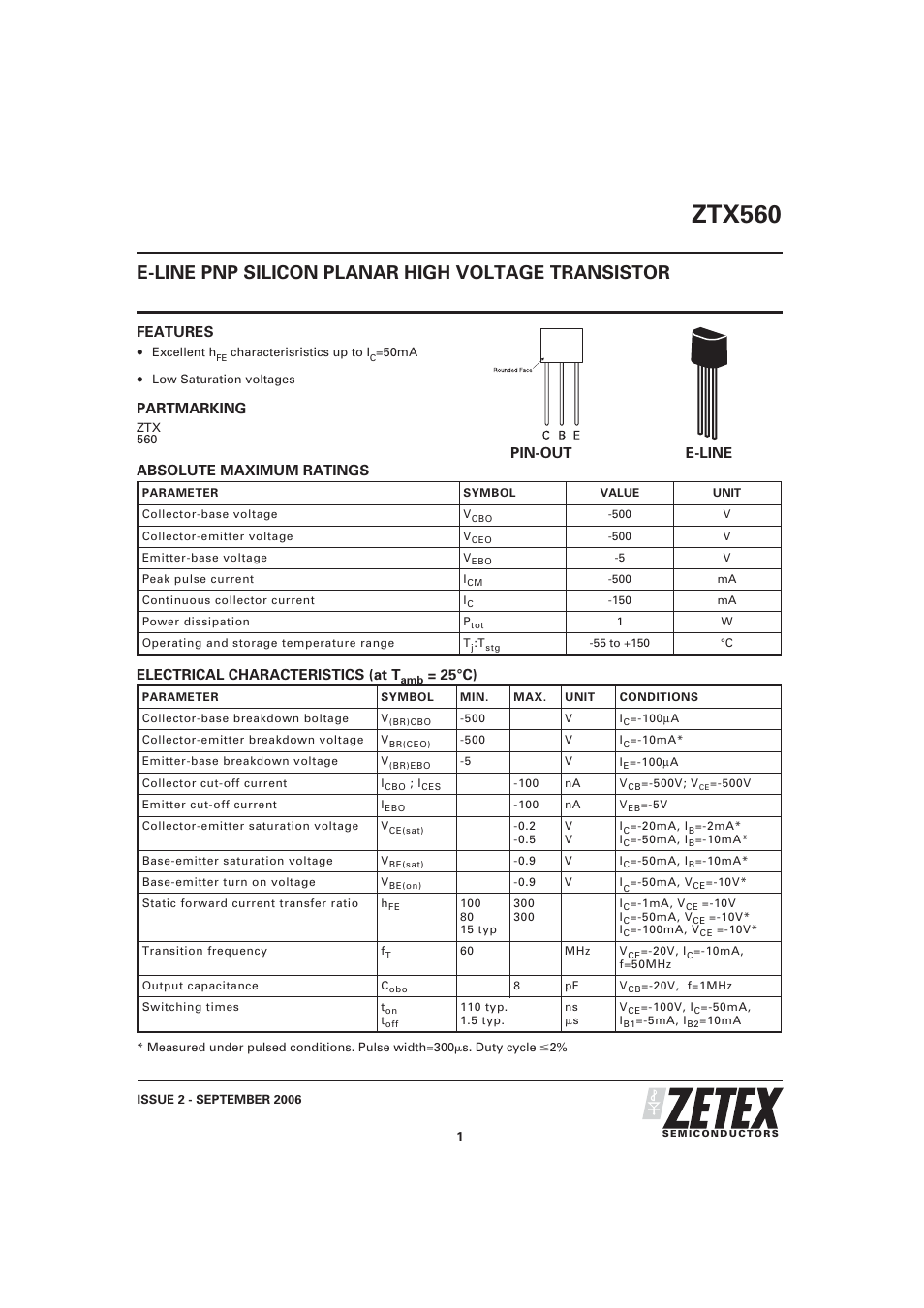 Diodes ZTX560 User Manual | 3 pages