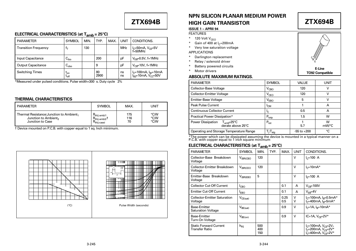 Ztx694b | Diodes ZTX694B User Manual | Page 2 / 3