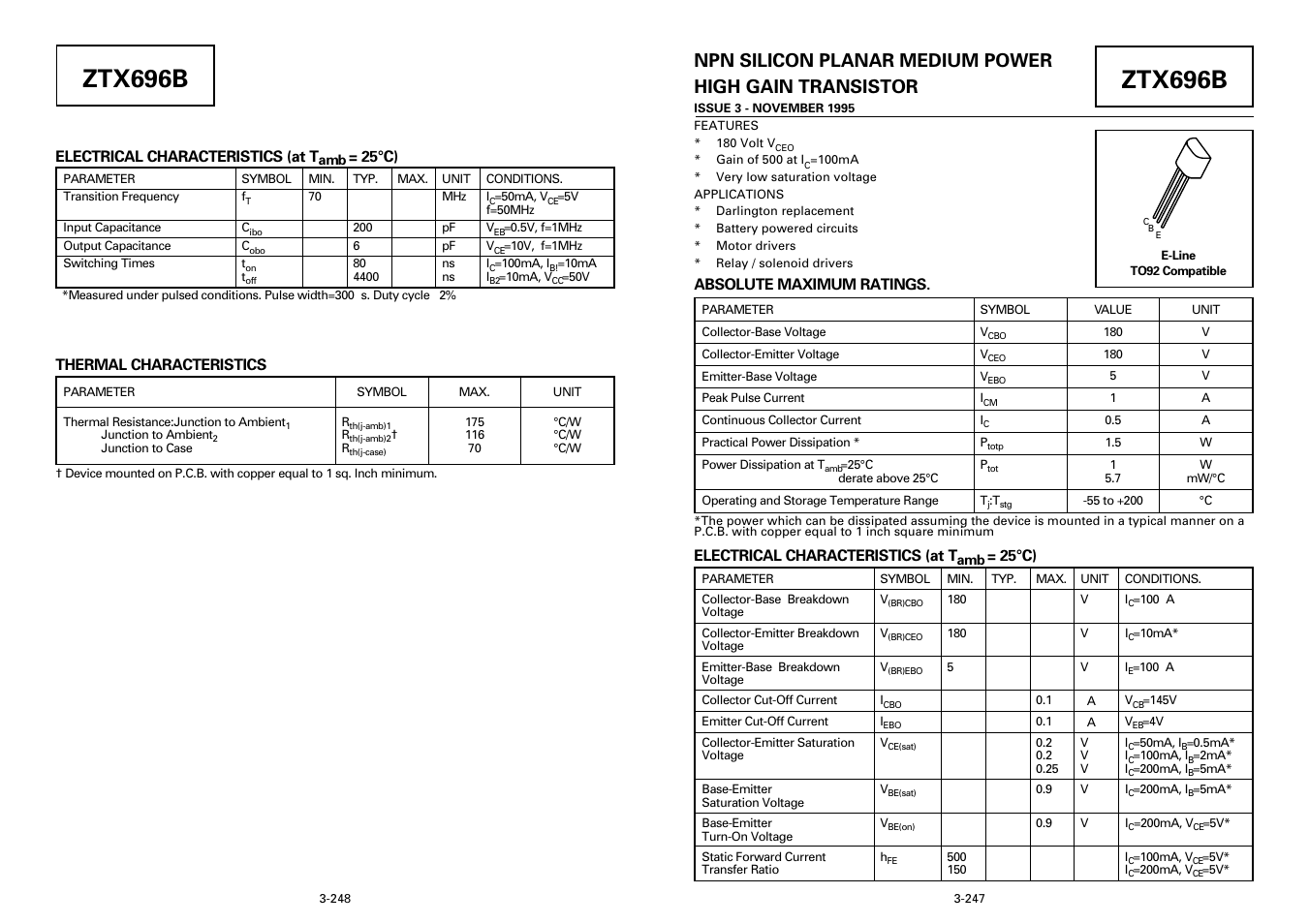 Ztx696b | Diodes ZTX696B User Manual | Page 2 / 3