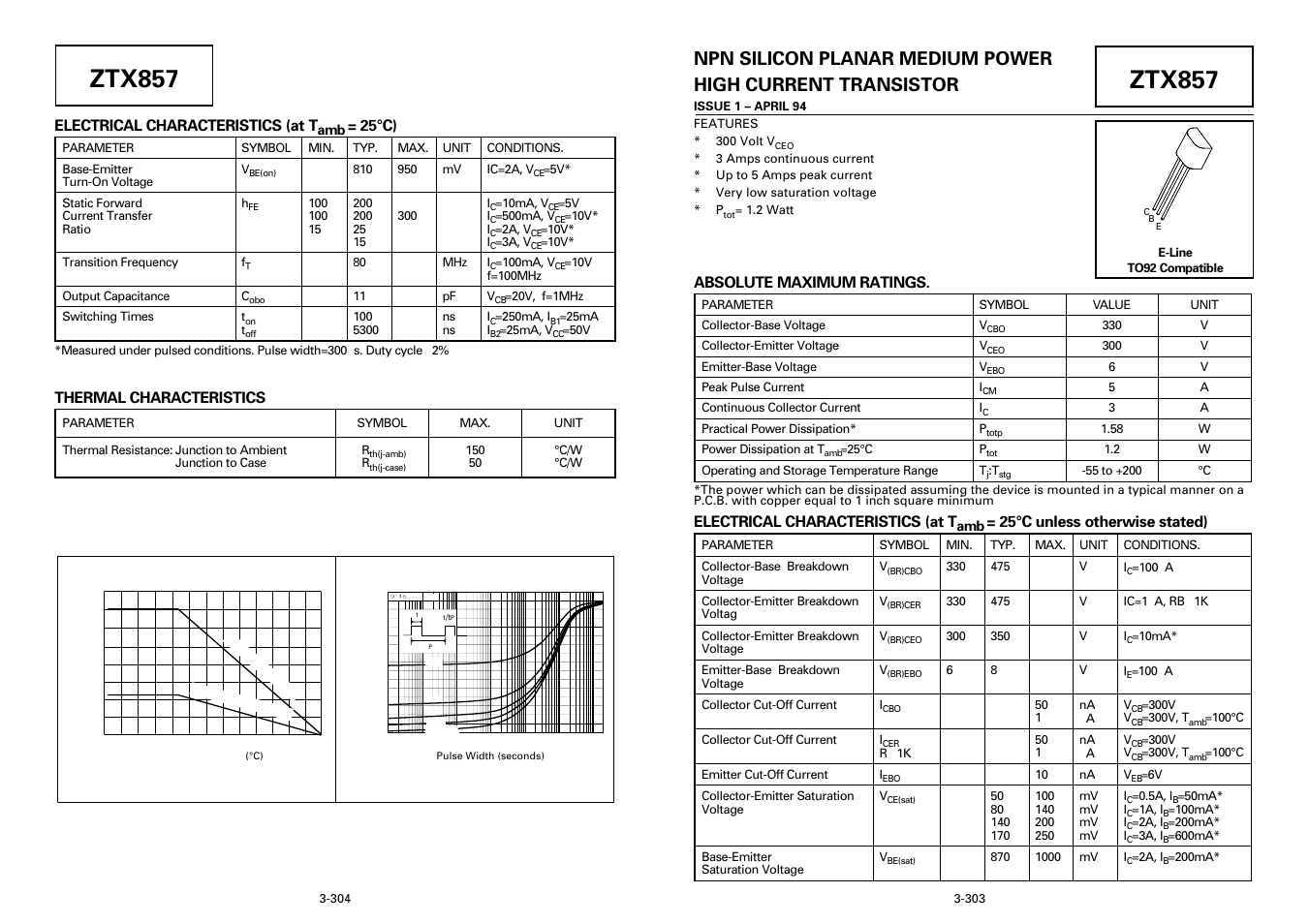 Diodes ZTX857 User Manual | 3 pages