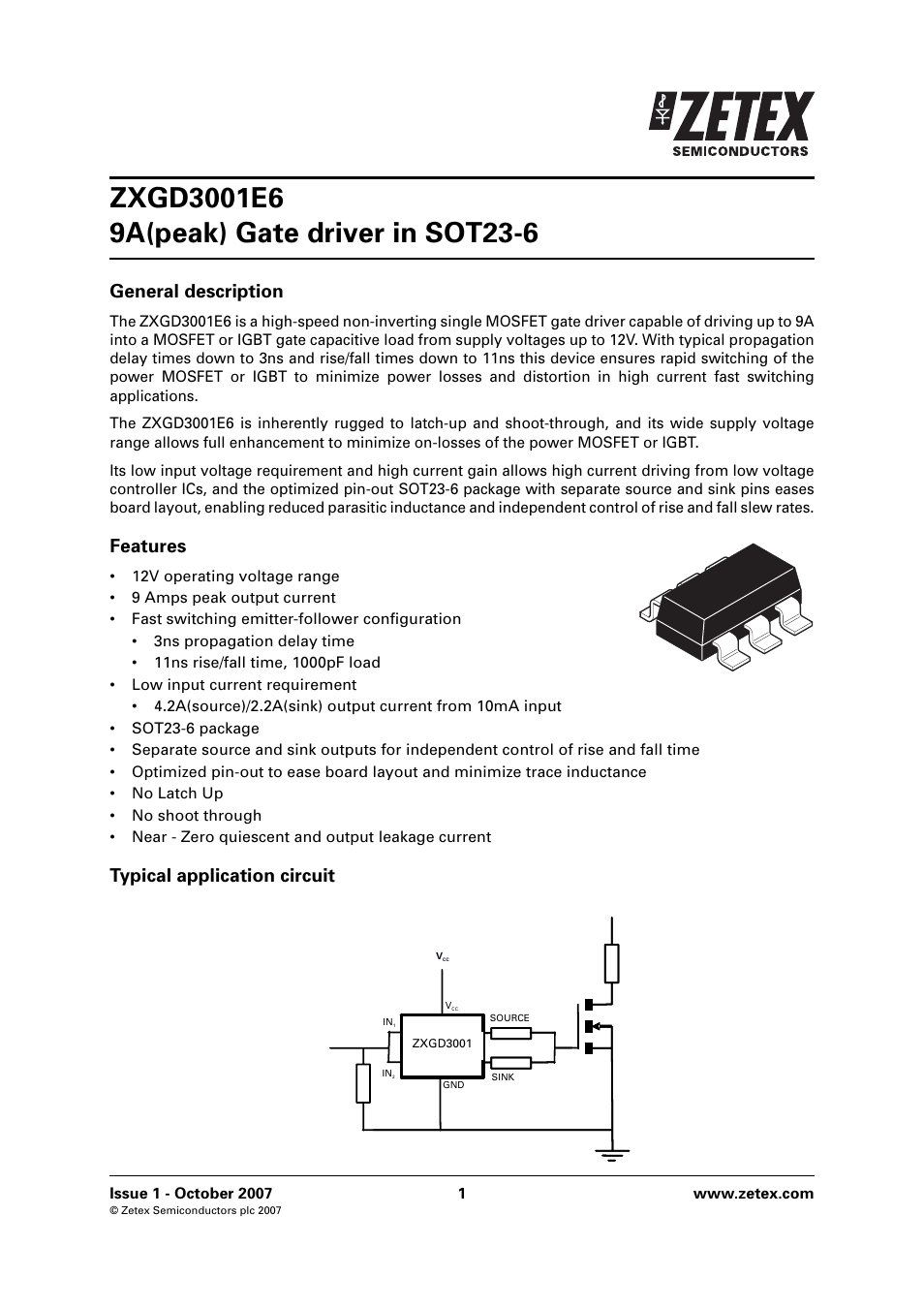 Diodes ZXGD3001E6 User Manual | 8 pages
