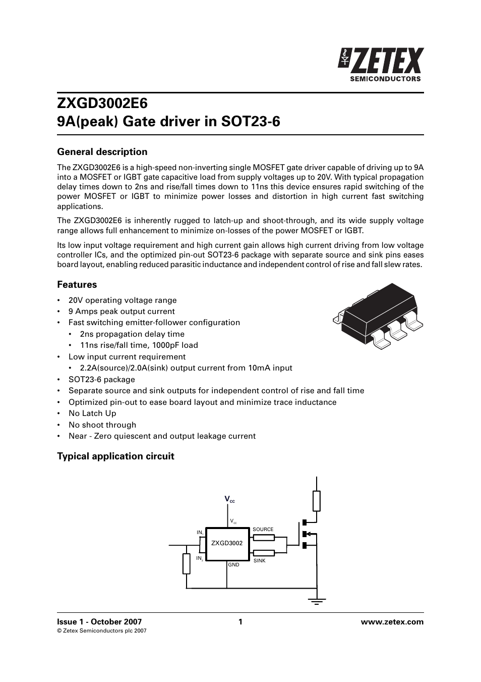 Diodes ZXGD3002E6 User Manual | 8 pages