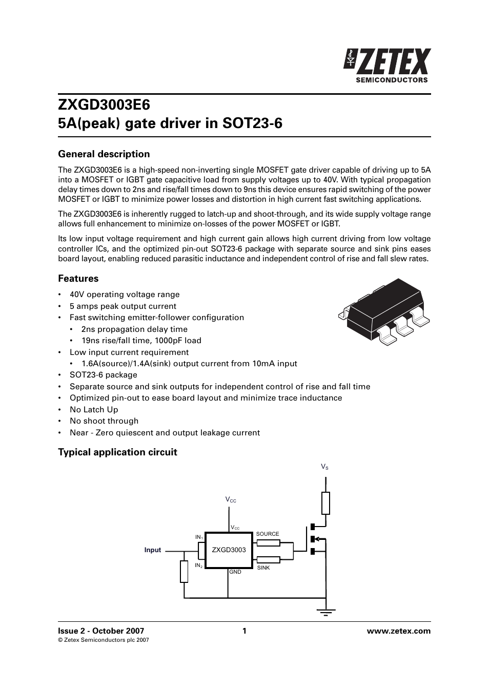 Diodes ZXGD3003E6 User Manual | 8 pages