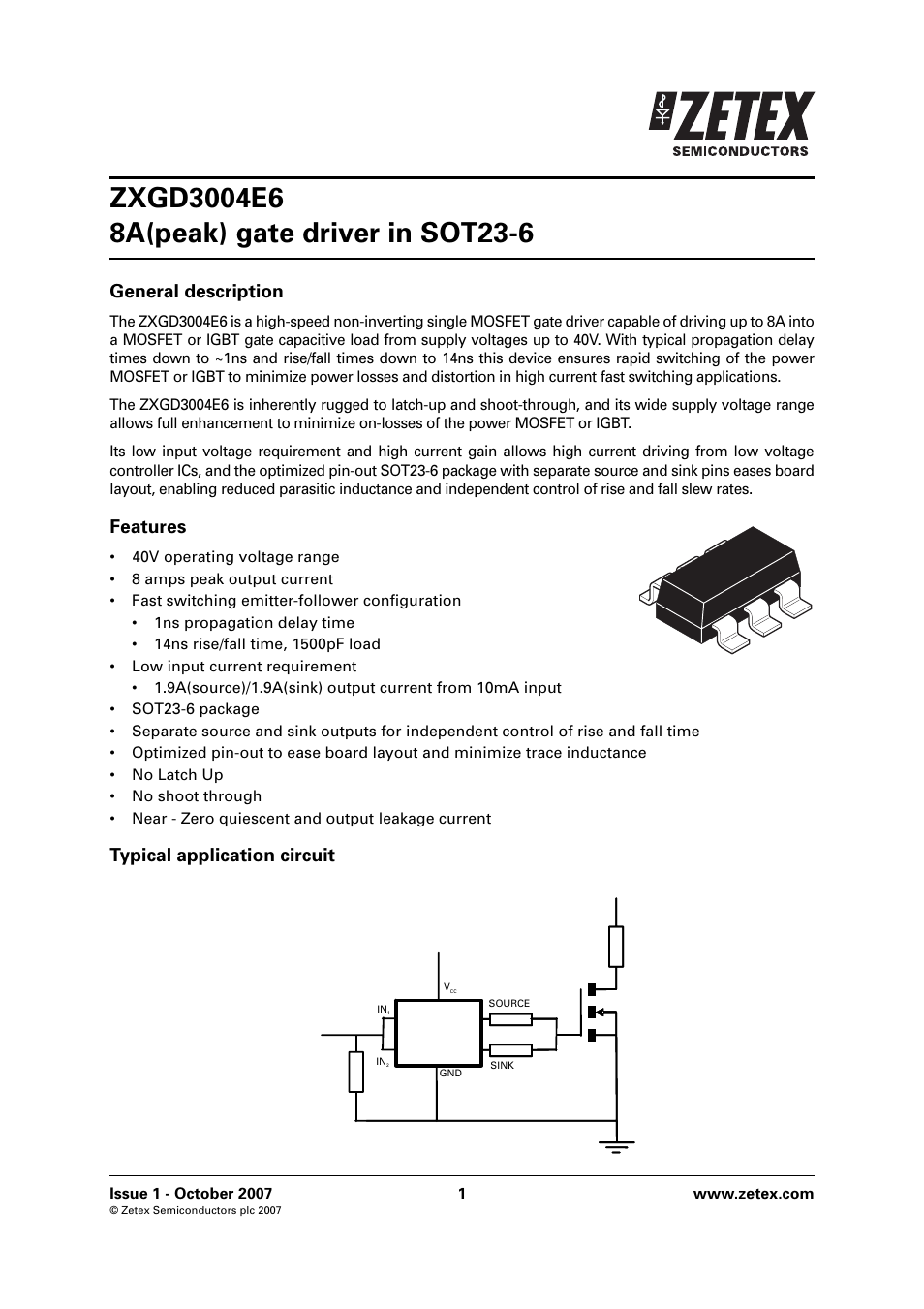 Diodes ZXGD3004E6 User Manual | 8 pages