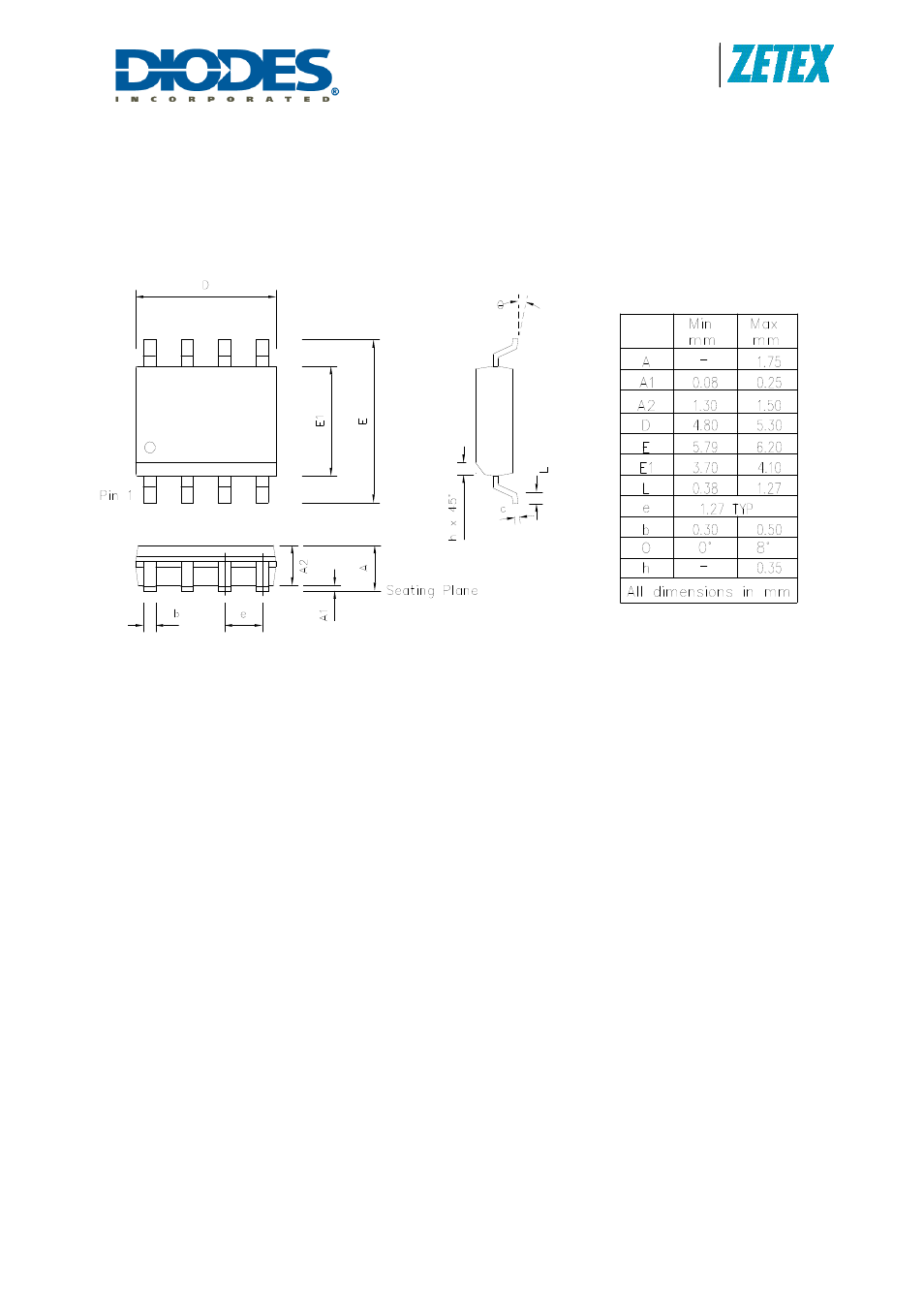 Package outline and dimensions | Diodes ZXGD3103N8 User Manual | Page 11 / 12