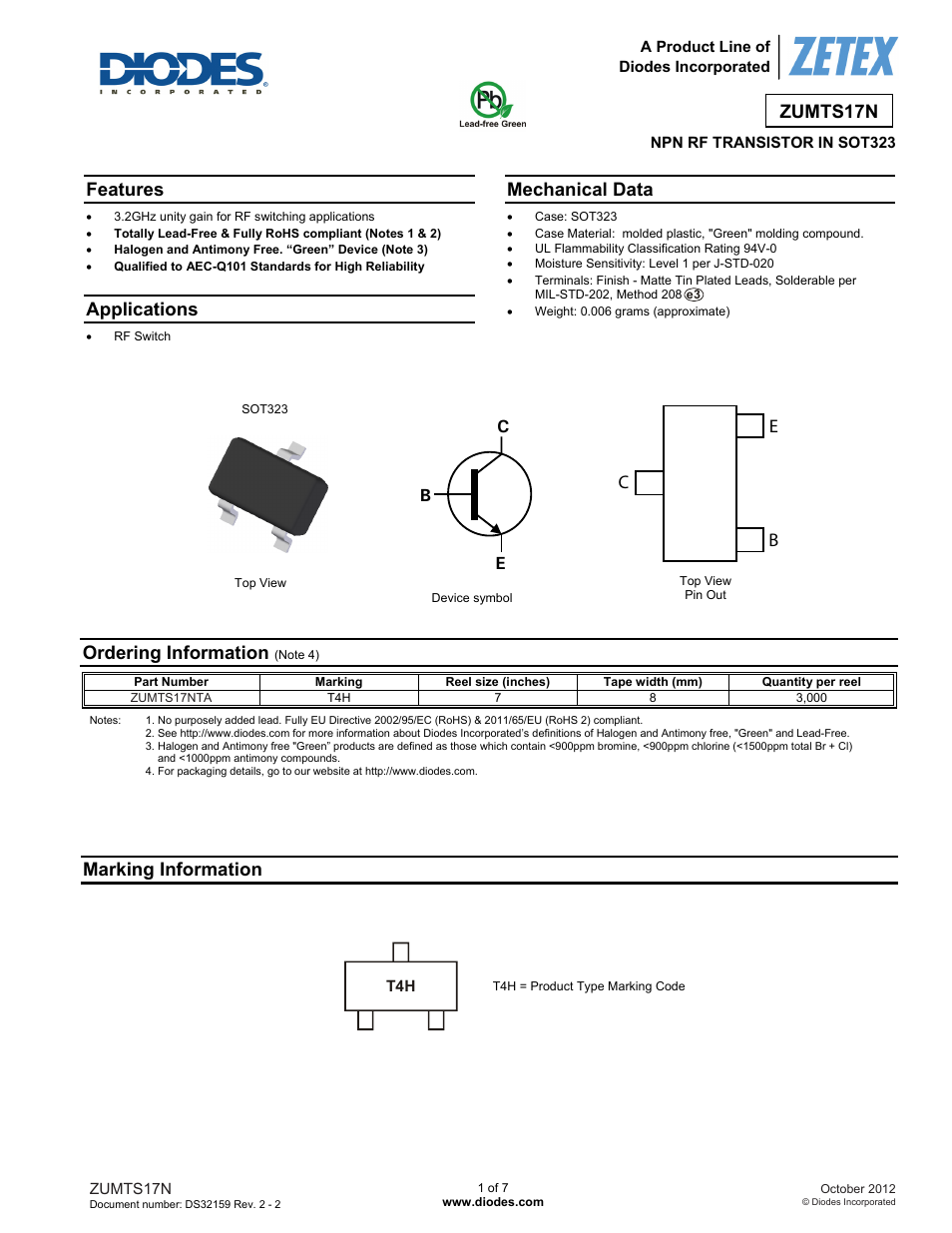 Diodes ZUMTS17N User Manual | 7 pages