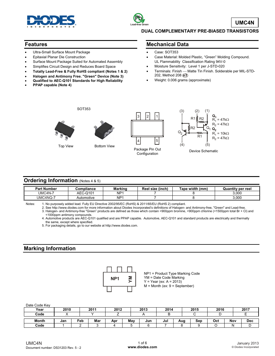 Diodes UMC4N User Manual | 6 pages