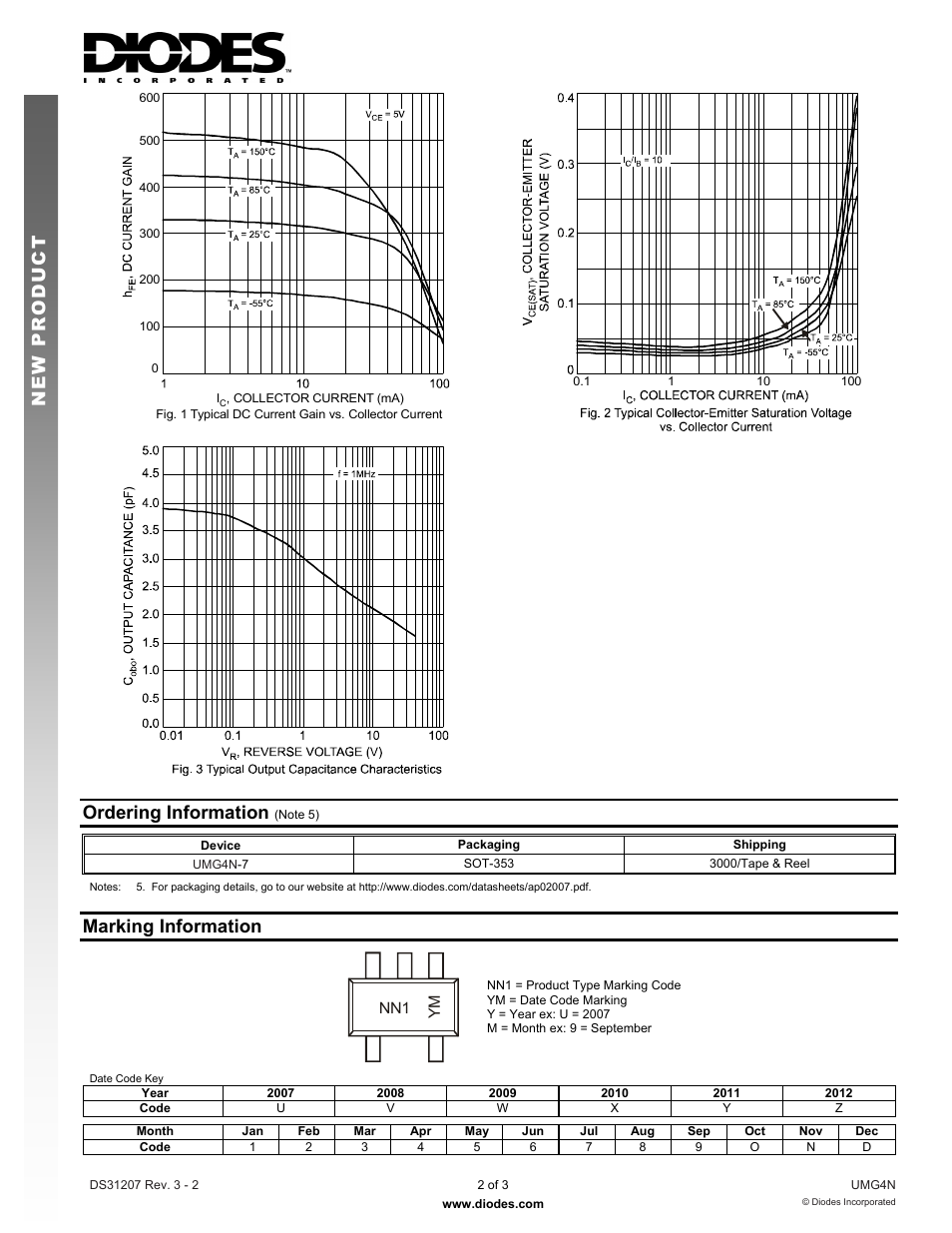 New prod uc t, Ordering information, Marking information | Diodes UMG4N User Manual | Page 2 / 3