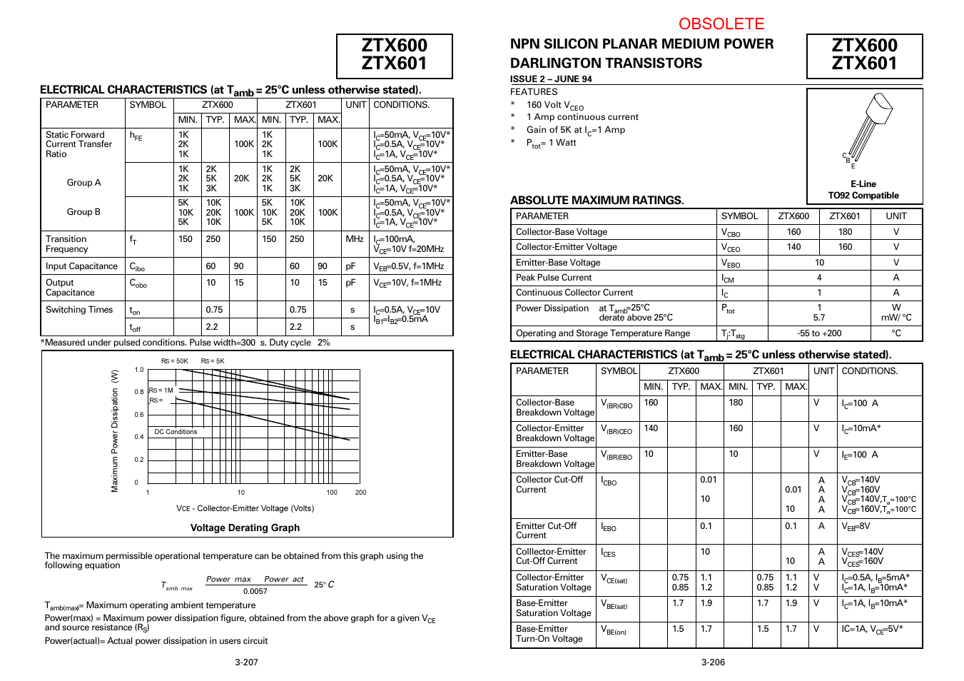 Diodes ZTX601 User Manual | 3 pages