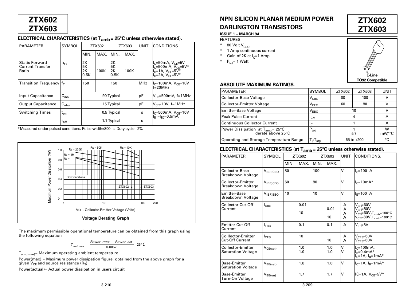 Diodes ZTX603 User Manual | 3 pages