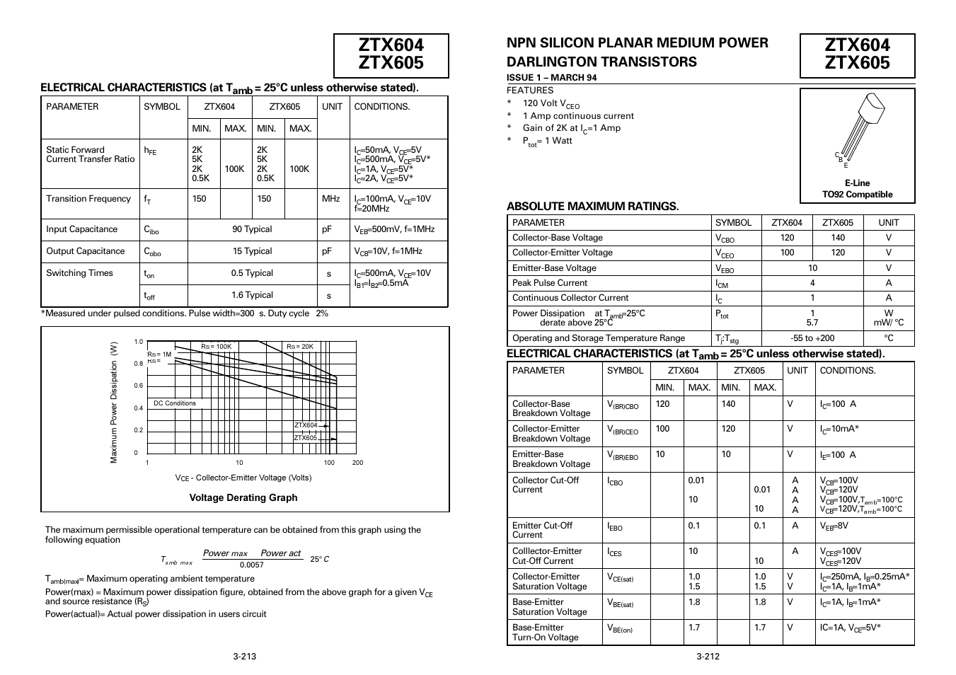 Diodes ZTX605 User Manual | 3 pages