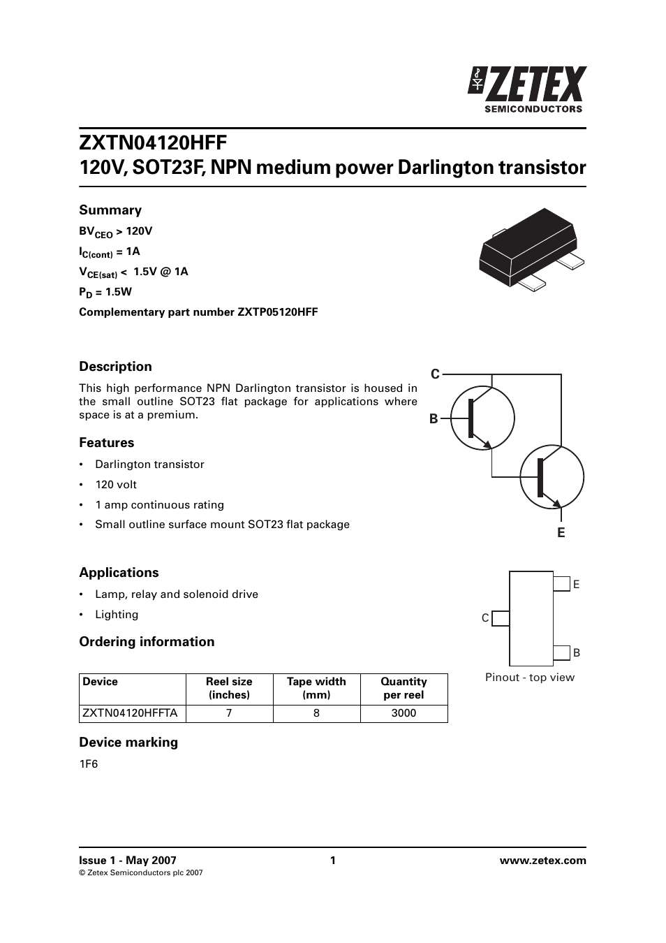 Diodes ZXTN04120HFF User Manual | 8 pages