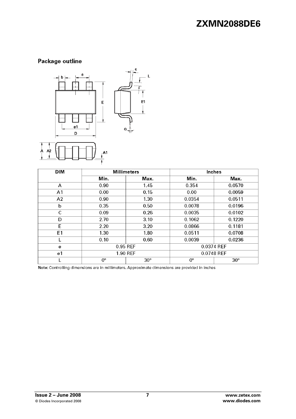 Diodes ZXMN2088DE6 User Manual | Page 7 / 8