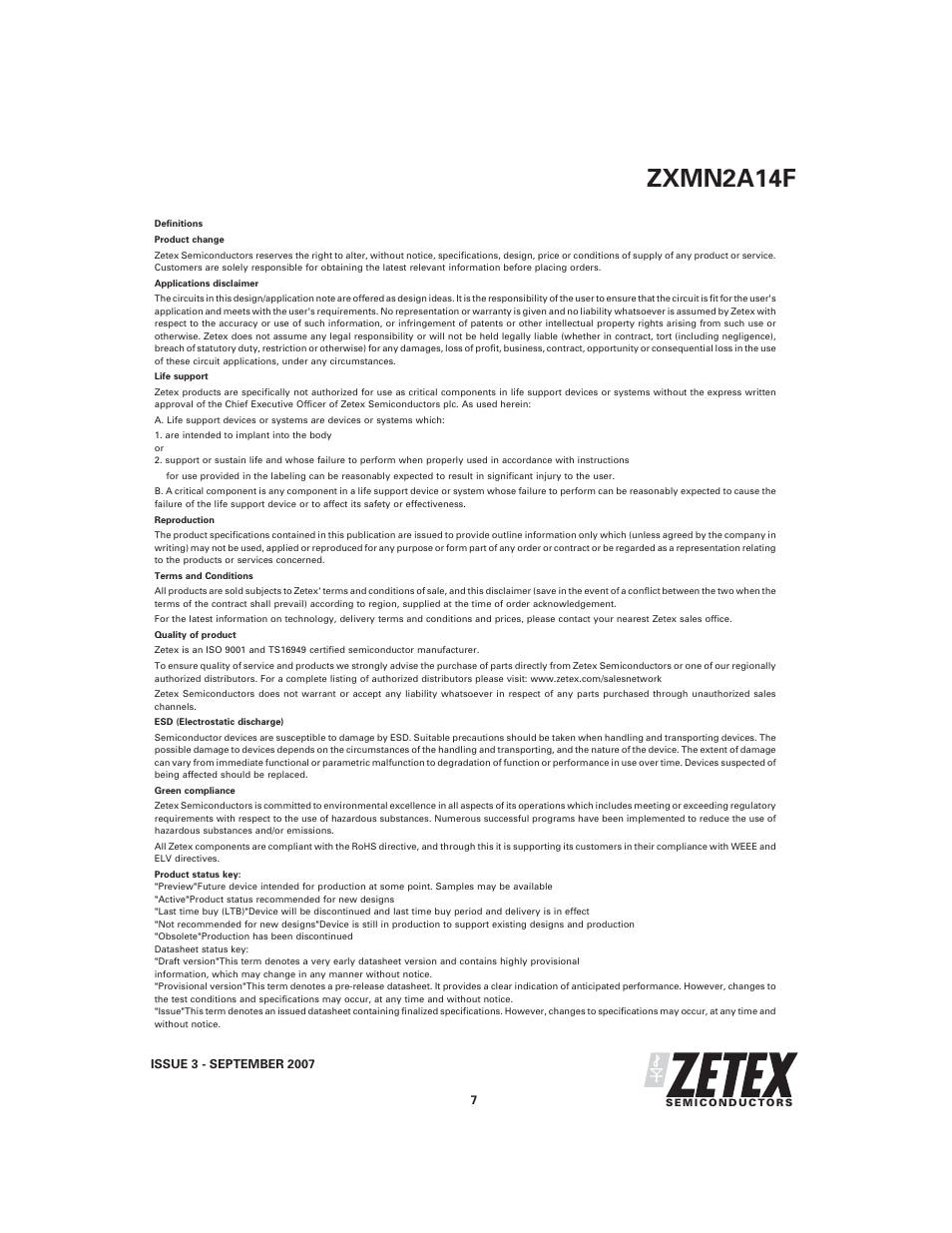 Zxmn2a14f | Diodes ZXMN2A14F User Manual | Page 7 / 8