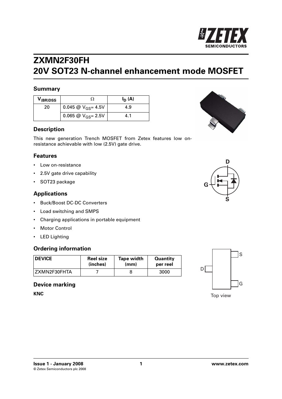 Diodes ZXMN2F30FH User Manual | 8 pages