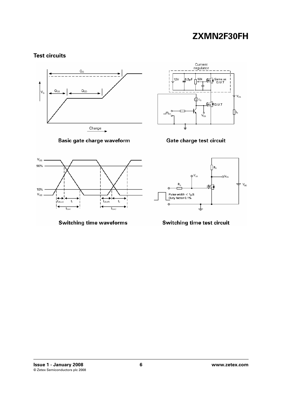 Test circuits, Zxmn2f30fh | Diodes ZXMN2F30FH User Manual | Page 6 / 8