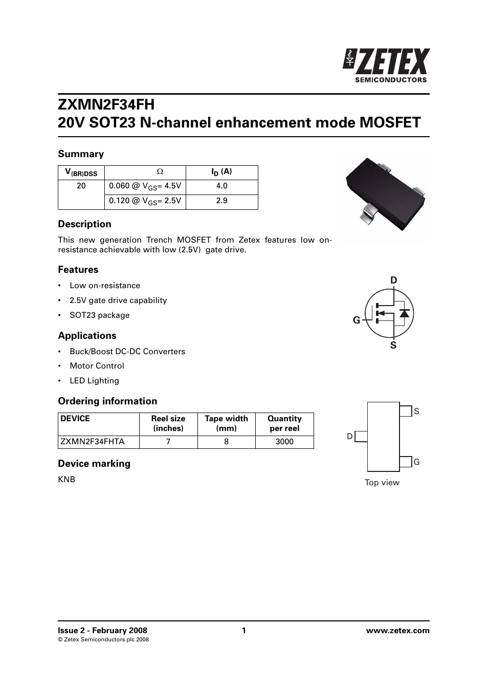 Diodes ZXMN2F34FH User Manual | 8 pages