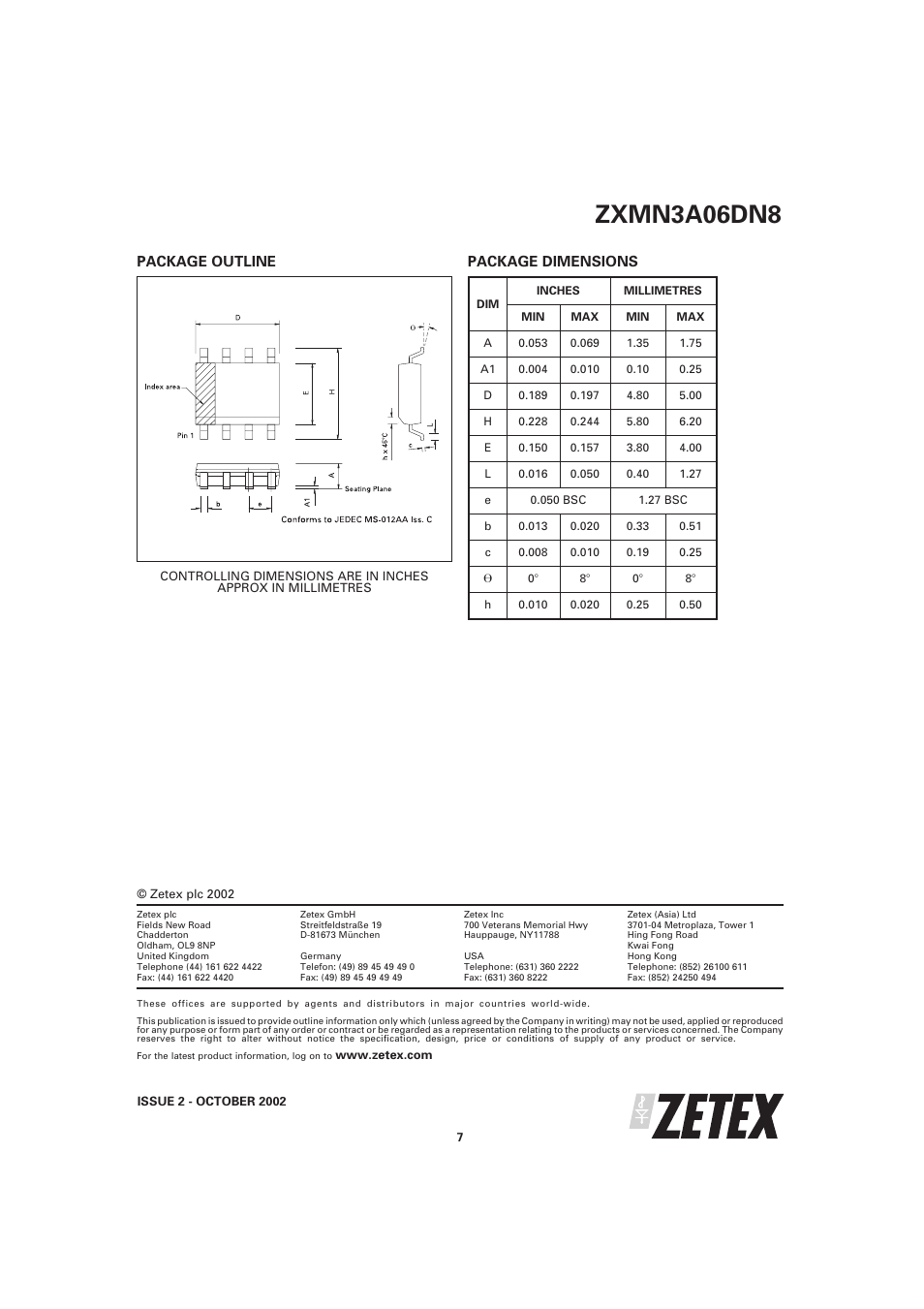 Zxmn3a06dn8 | Diodes ZXMN3A06DN8 User Manual | Page 7 / 7