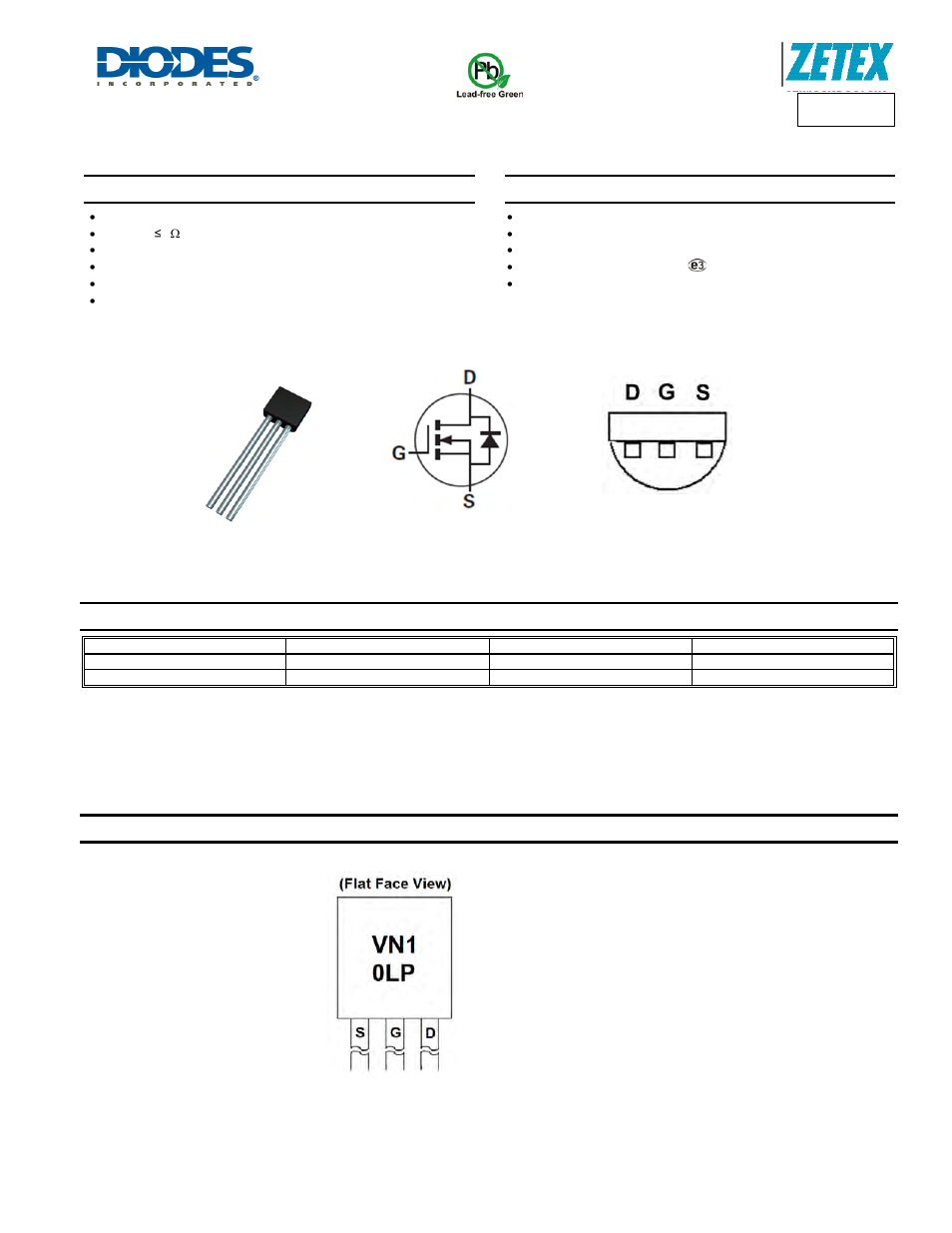 Diodes VN10LP User Manual | 6 pages