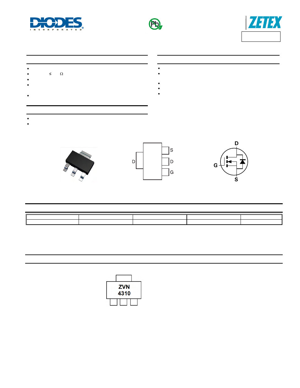 Diodes ZVN4310G User Manual | 5 pages