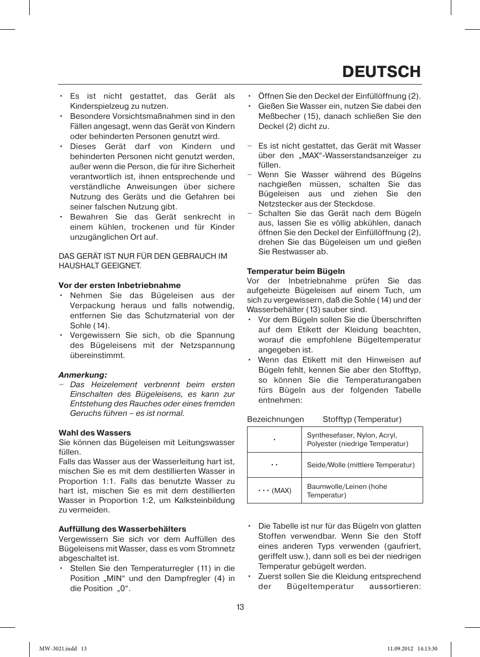 Deutsch | MAXWELL MW-3021 VT User Manual | Page 13 / 44