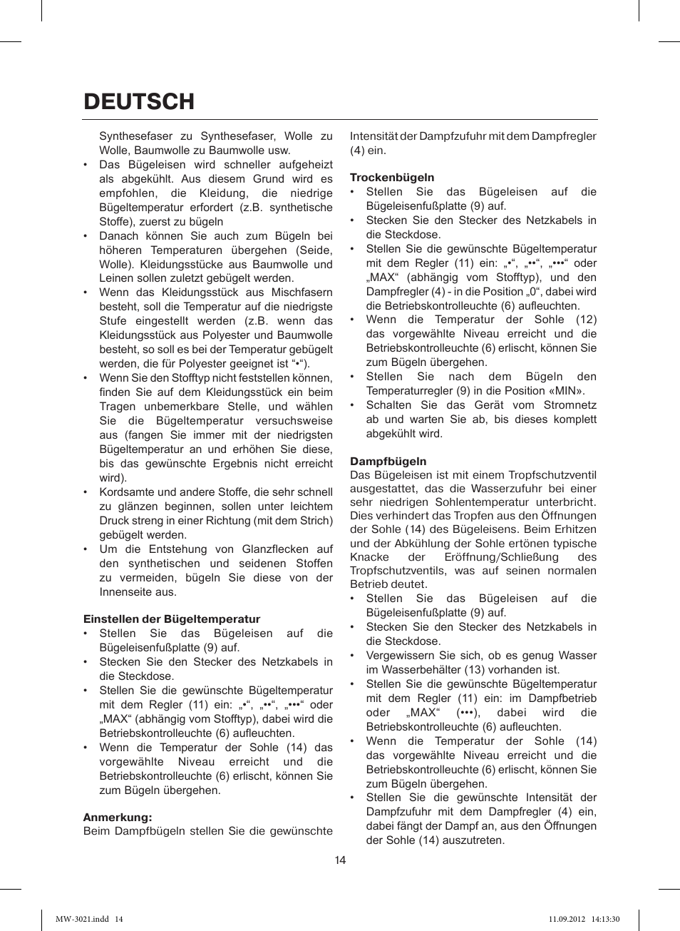 Deutsch | MAXWELL MW-3021 VT User Manual | Page 14 / 44