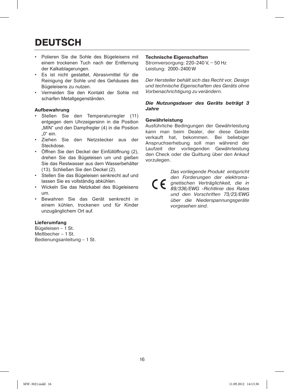 Deutsch | MAXWELL MW-3021 VT User Manual | Page 16 / 44