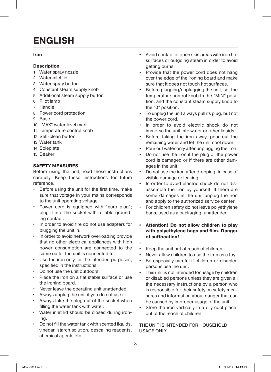 English | MAXWELL MW-3021 VT User Manual | Page 8 / 44