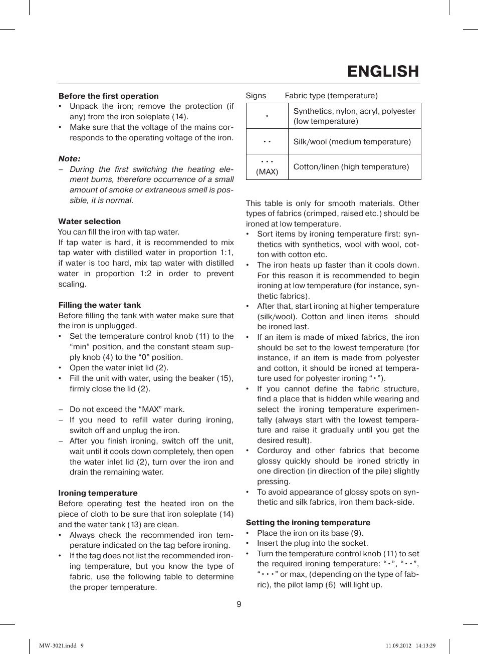 English | MAXWELL MW-3021 VT User Manual | Page 9 / 44