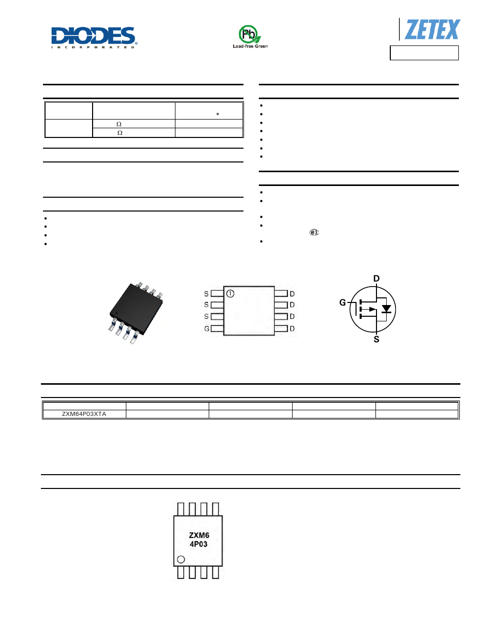 Diodes ZXM64P03X User Manual | 7 pages
