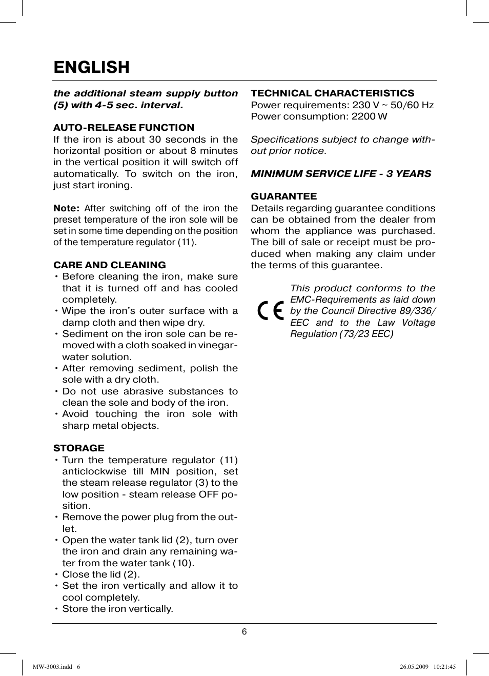 English | MAXWELL MW-3003 VT User Manual | Page 6 / 44