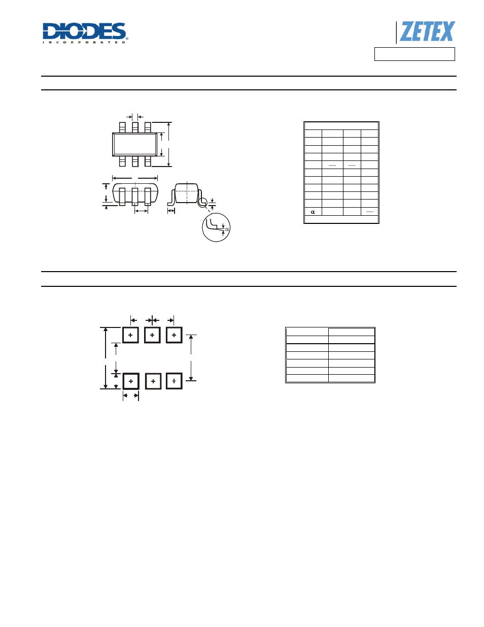 Package outline dimensions, Suggested pad layout | Diodes ZXMP4A57E6 User Manual | Page 7 / 8