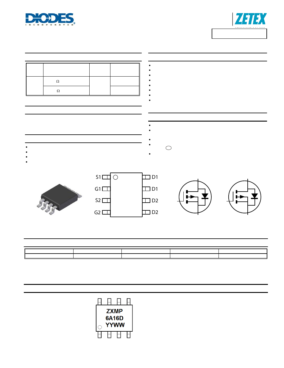 Diodes ZXMP6A16DN8 User Manual | 8 pages