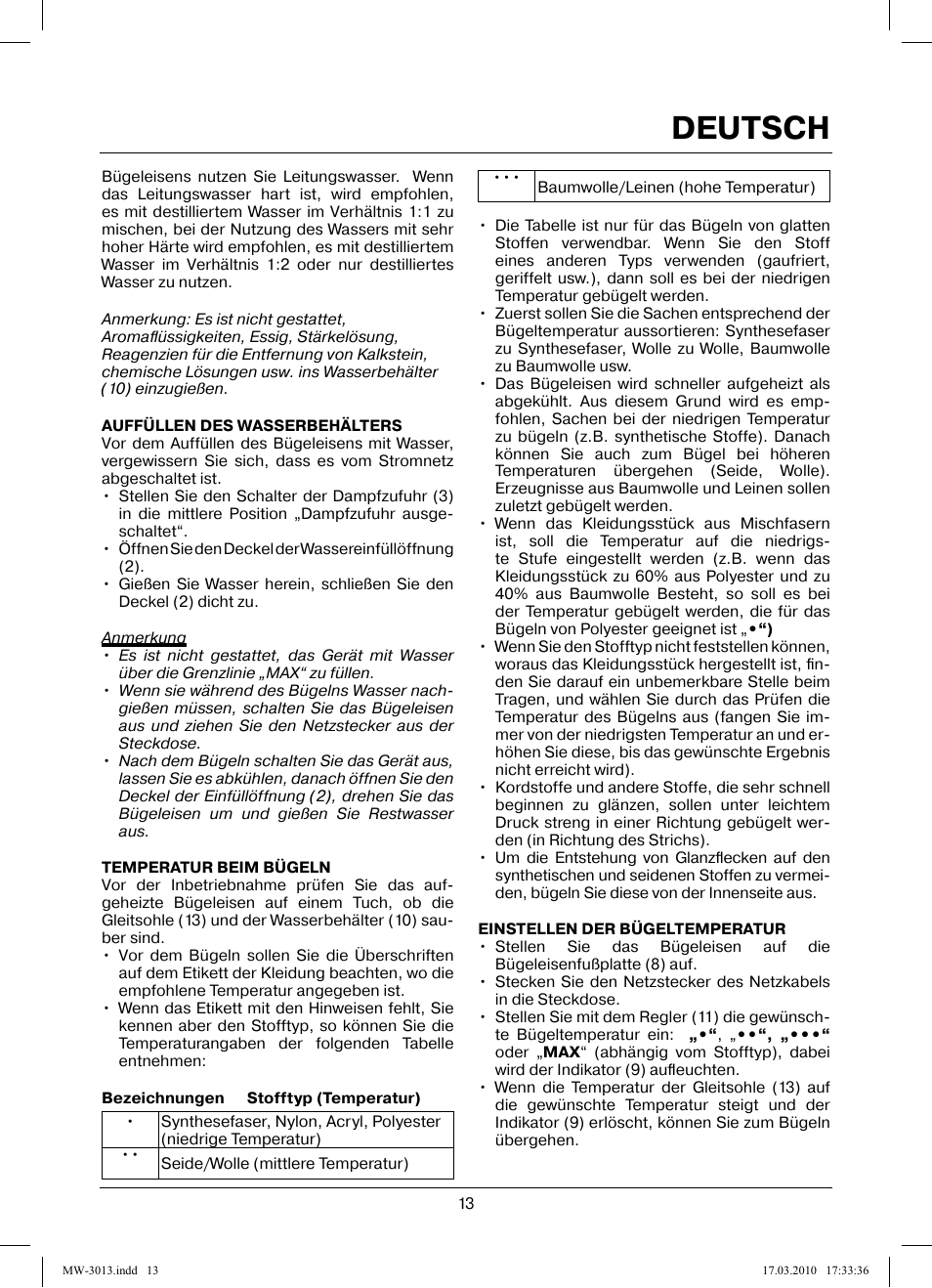 Deutsch | MAXWELL MW-3013 OG User Manual | Page 13 / 44