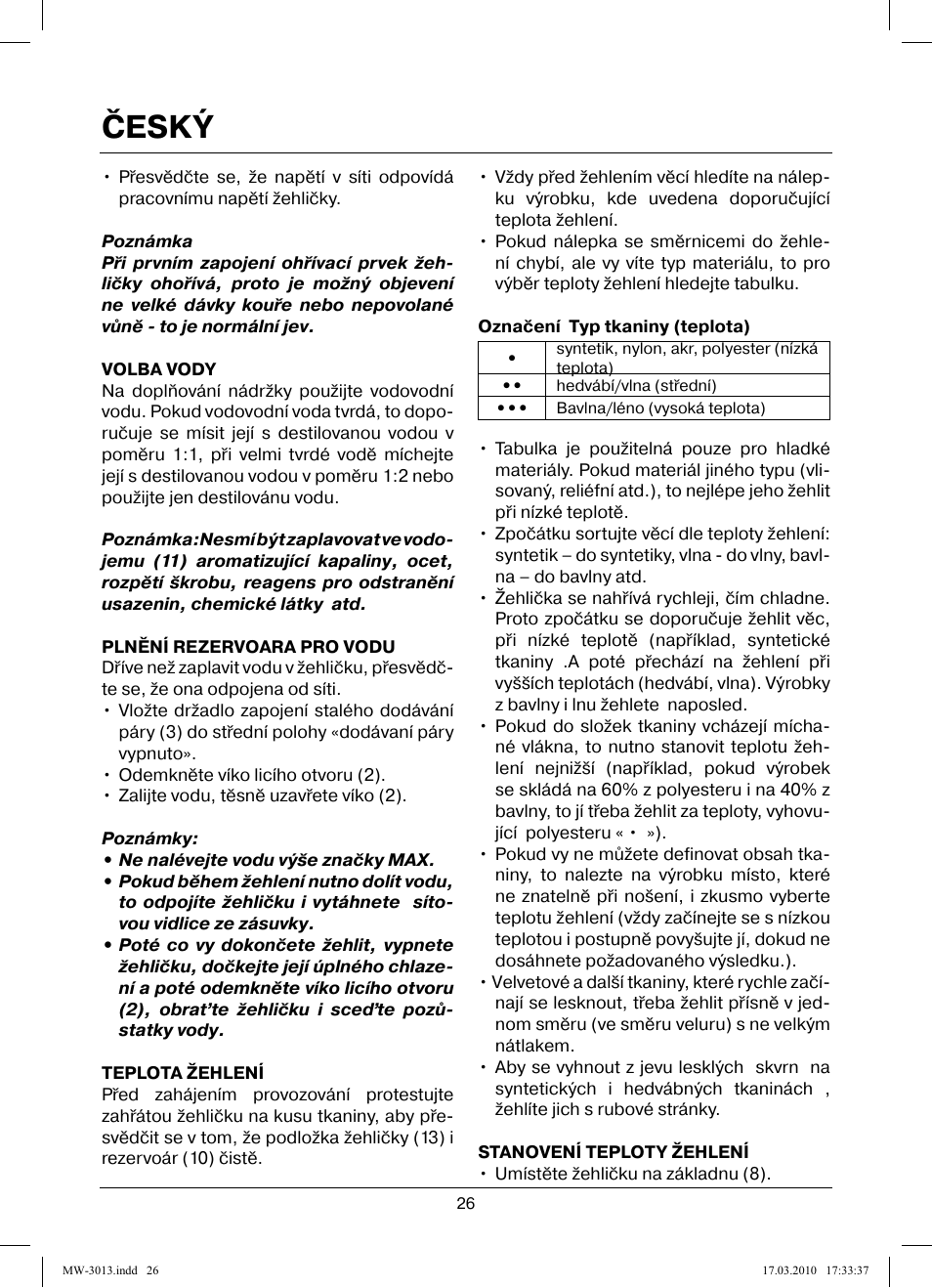 Český | MAXWELL MW-3013 OG User Manual | Page 26 / 44