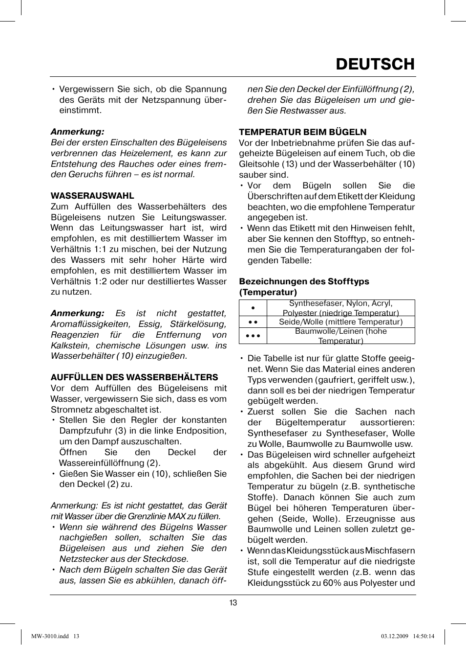 Deutsch | MAXWELL MW-3010 R User Manual | Page 13 / 44