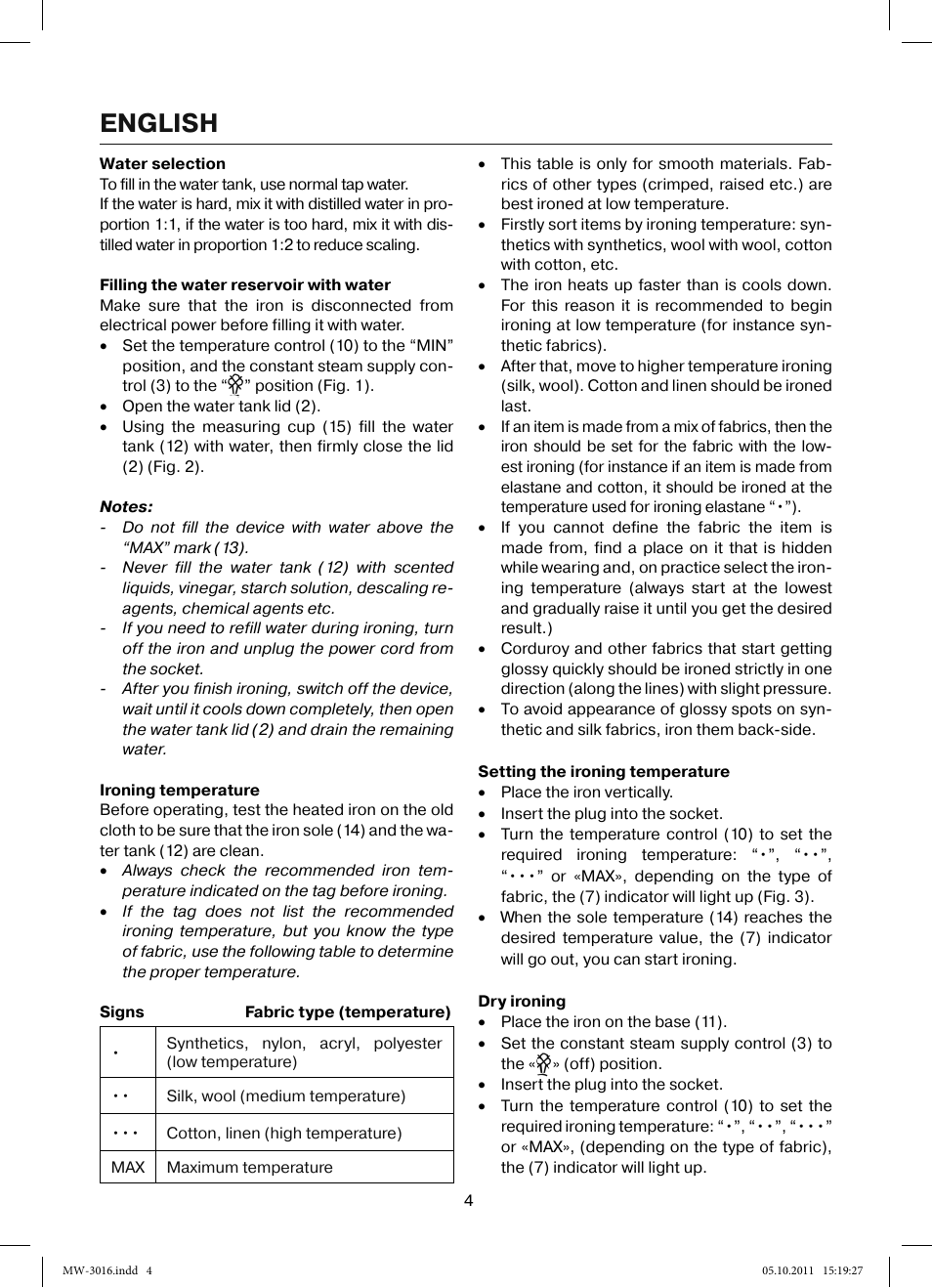 English | MAXWELL MW-3016 W User Manual | Page 4 / 42